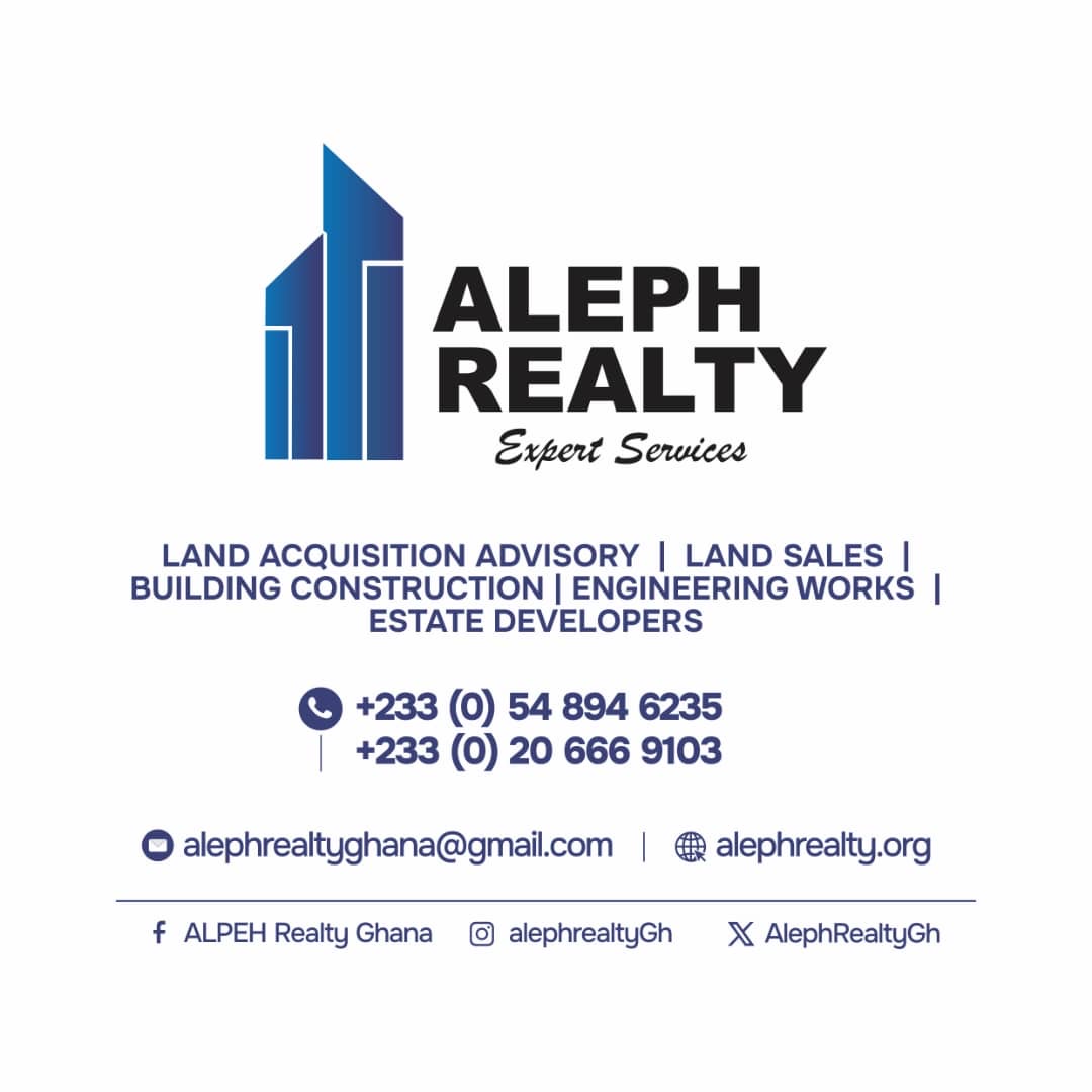 Aleph Realty logo, services and contact information