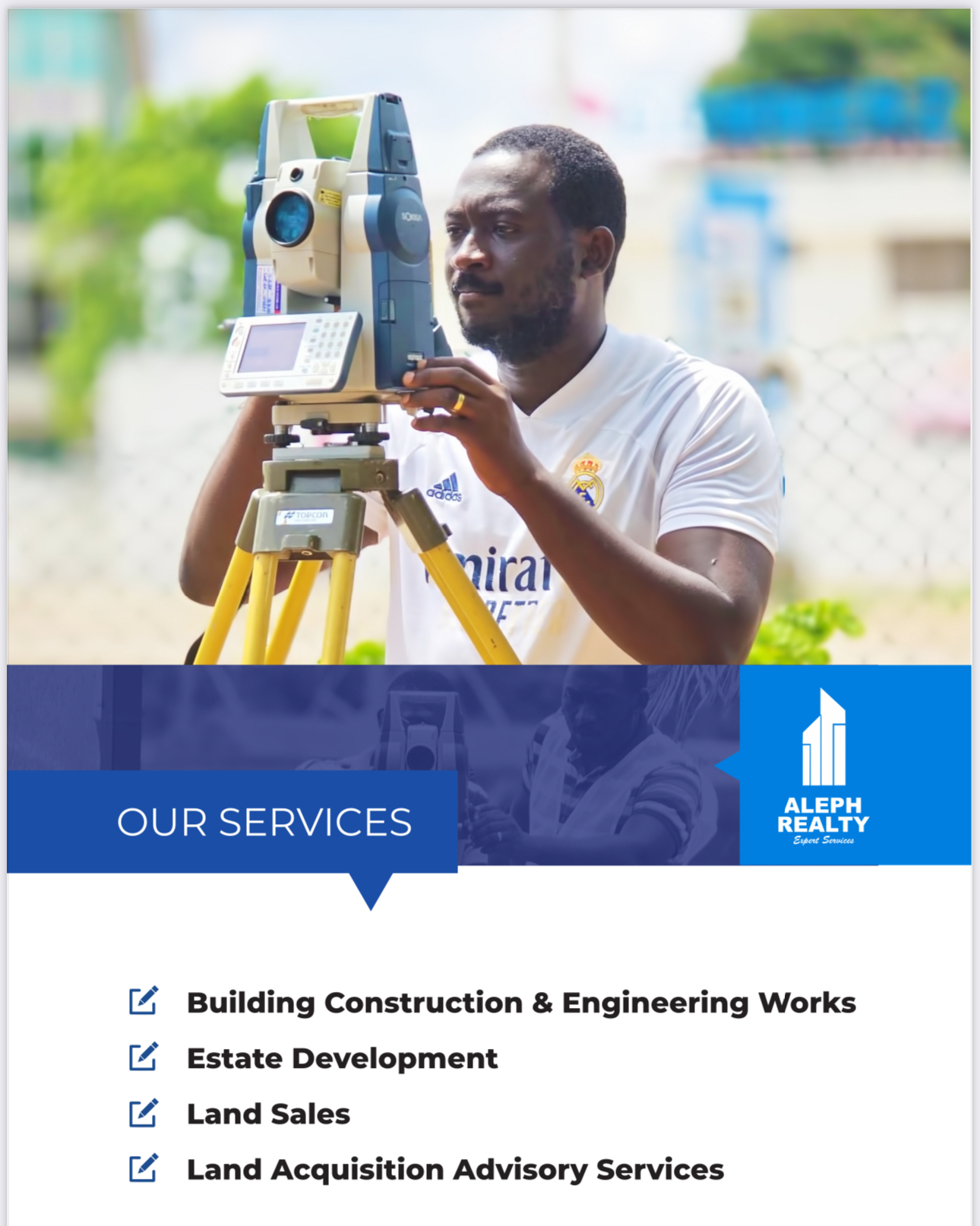 Aleph Realty surveyor and overview of land, construction, engineering and estate development services